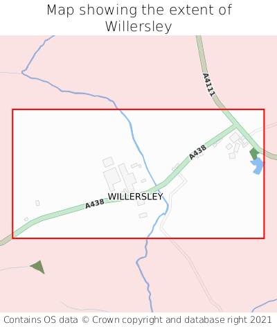 Map showing extent of Willersley as bounding box