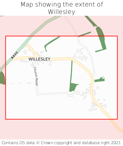 Map showing extent of Willesley as bounding box