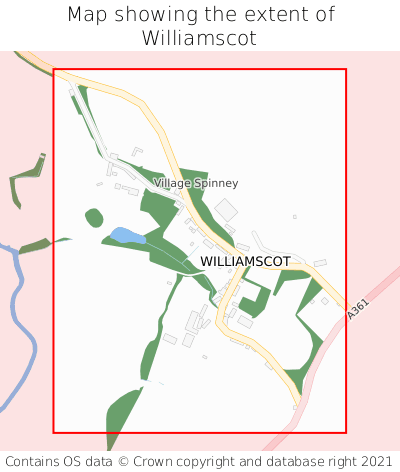 Map showing extent of Williamscot as bounding box