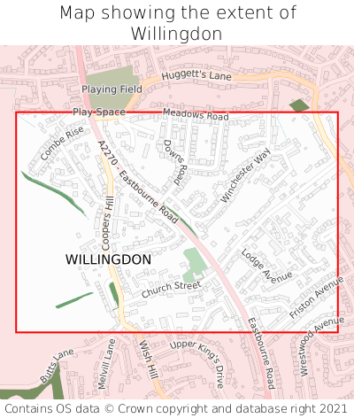 Map showing extent of Willingdon as bounding box