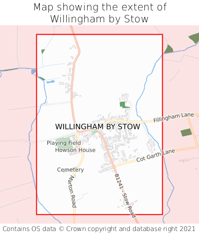Map showing extent of Willingham by Stow as bounding box