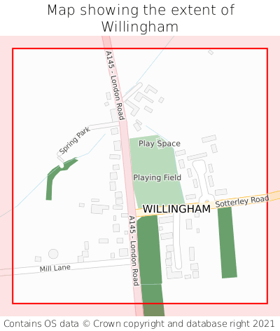 Map showing extent of Willingham as bounding box