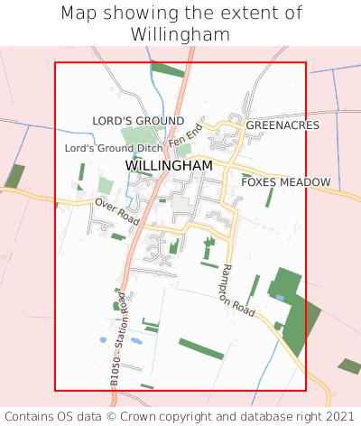 Map showing extent of Willingham as bounding box