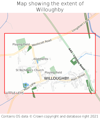 Map showing extent of Willoughby as bounding box