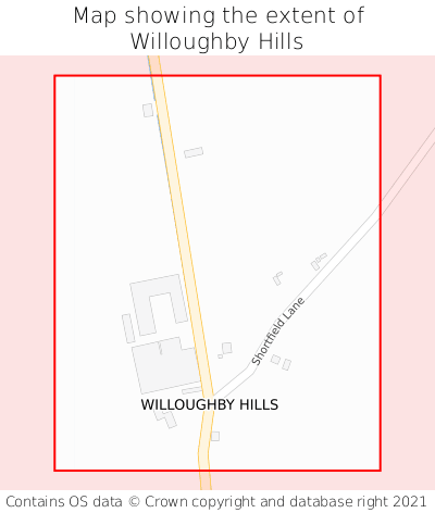 Map showing extent of Willoughby Hills as bounding box