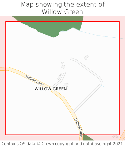 Map showing extent of Willow Green as bounding box