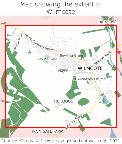 Map showing extent of Wilmcote as bounding box
