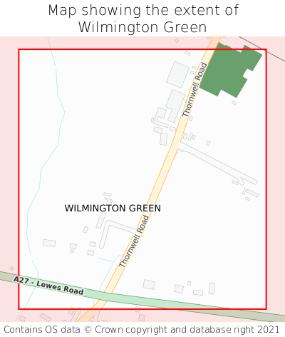 Map showing extent of Wilmington Green as bounding box