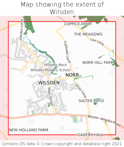 Map showing extent of Wilsden as bounding box