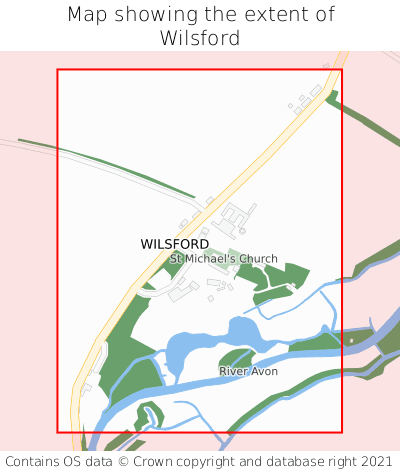 Map showing extent of Wilsford as bounding box