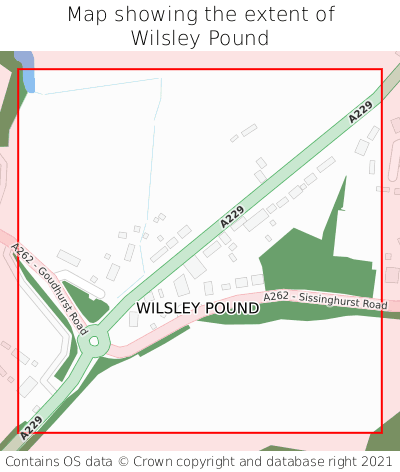 Map showing extent of Wilsley Pound as bounding box