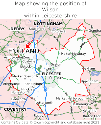 Map showing location of Wilson within Leicestershire