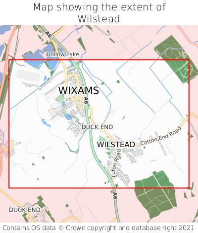 Map showing extent of Wilstead as bounding box