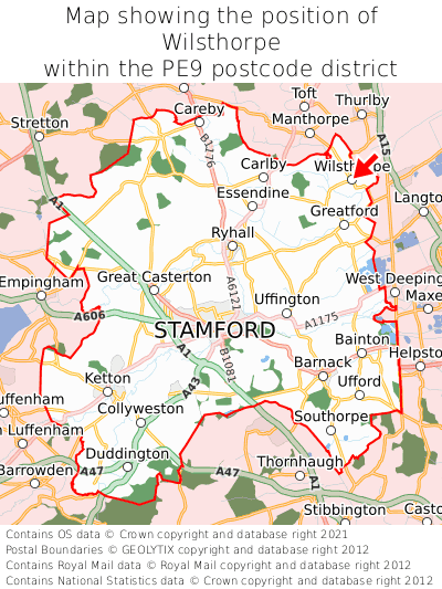 Map showing location of Wilsthorpe within PE9