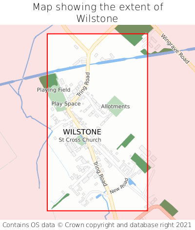 Map showing extent of Wilstone as bounding box