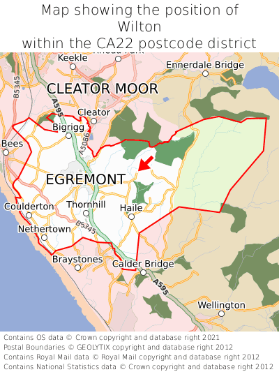 Map showing location of Wilton within CA22