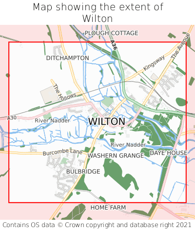 Map showing extent of Wilton as bounding box