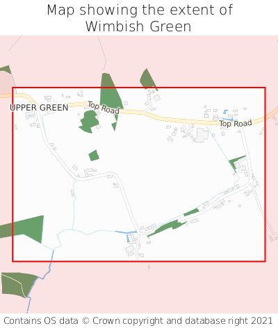 Map showing extent of Wimbish Green as bounding box