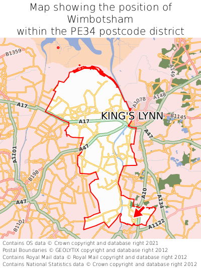 Map showing location of Wimbotsham within PE34