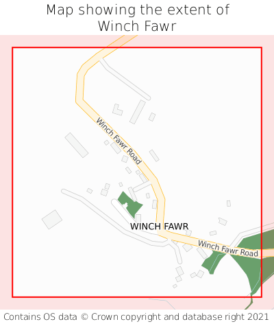 Map showing extent of Winch Fawr as bounding box