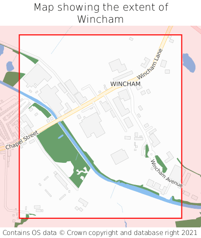 Map showing extent of Wincham as bounding box