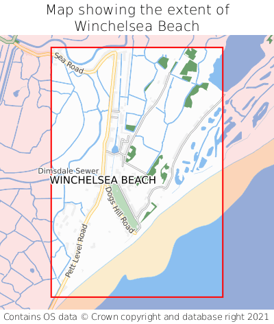 Map showing extent of Winchelsea Beach as bounding box