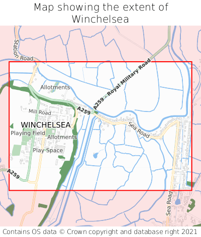 Map showing extent of Winchelsea as bounding box