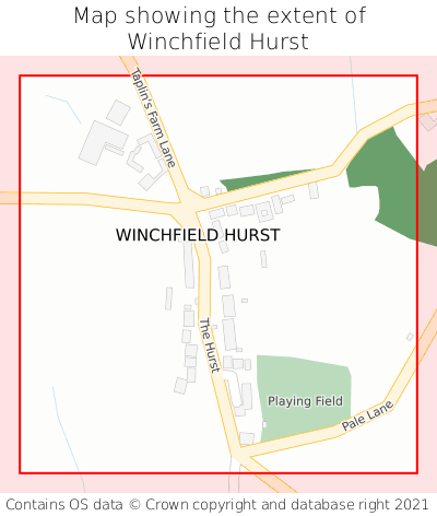Map showing extent of Winchfield Hurst as bounding box