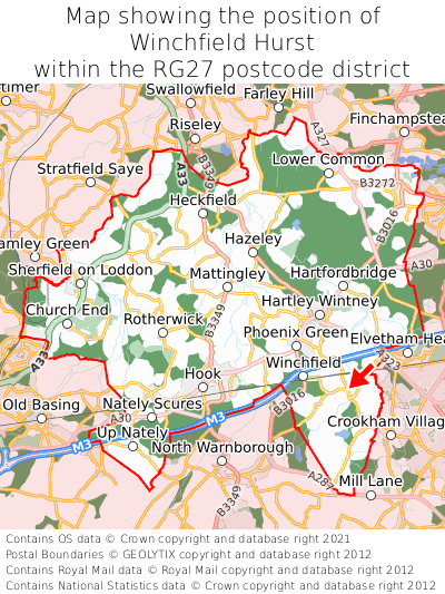 Map showing location of Winchfield Hurst within RG27