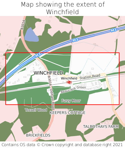Map showing extent of Winchfield as bounding box