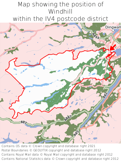 Map showing location of Windhill within IV4