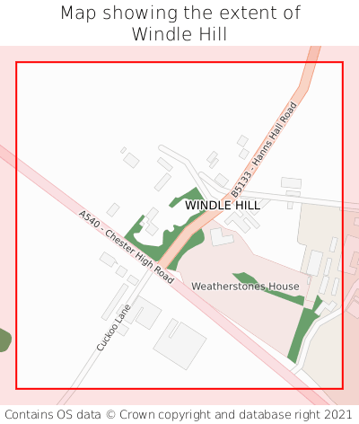 Map showing extent of Windle Hill as bounding box