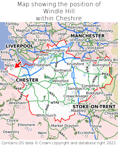 Map showing location of Windle Hill within Cheshire