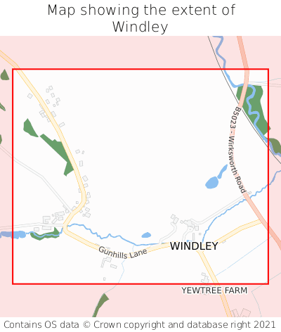 Map showing extent of Windley as bounding box