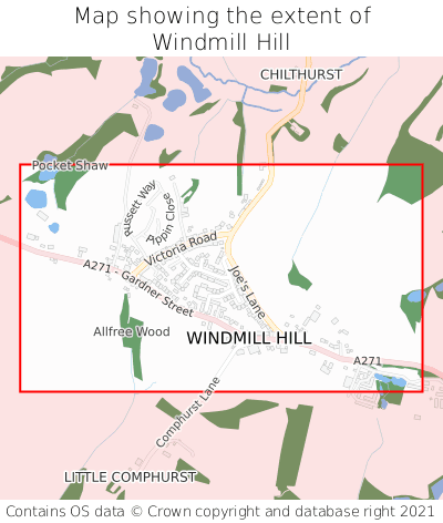 Map showing extent of Windmill Hill as bounding box