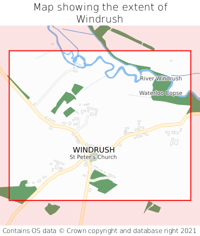 Map showing extent of Windrush as bounding box