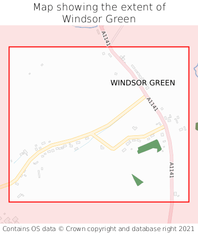 Map showing extent of Windsor Green as bounding box