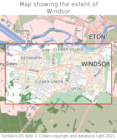 Map showing extent of Windsor as bounding box