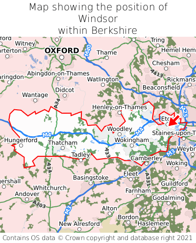 Map showing location of Windsor within Berkshire