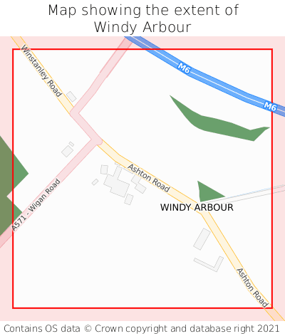 Map showing extent of Windy Arbour as bounding box