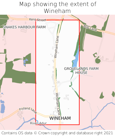 Map showing extent of Wineham as bounding box