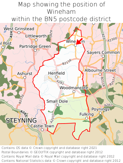 Map showing location of Wineham within BN5