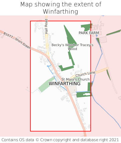 Map showing extent of Winfarthing as bounding box