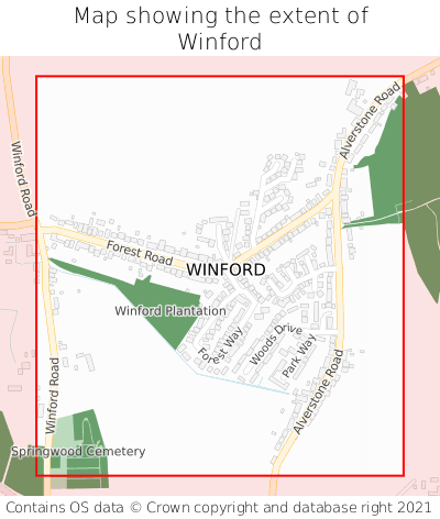 Map showing extent of Winford as bounding box