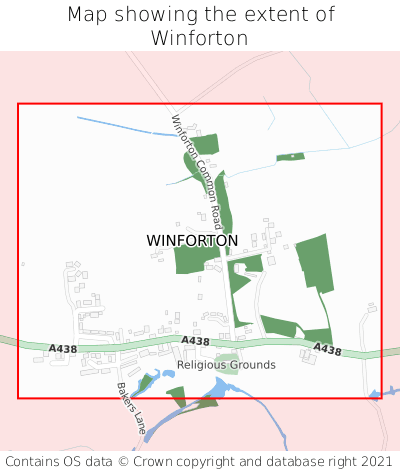 Map showing extent of Winforton as bounding box