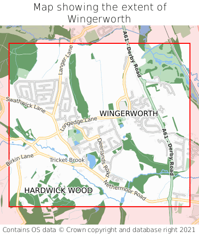 Map showing extent of Wingerworth as bounding box
