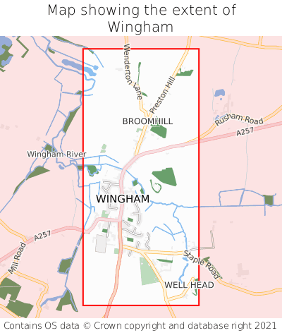 Map showing extent of Wingham as bounding box