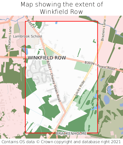 Map showing extent of Winkfield Row as bounding box