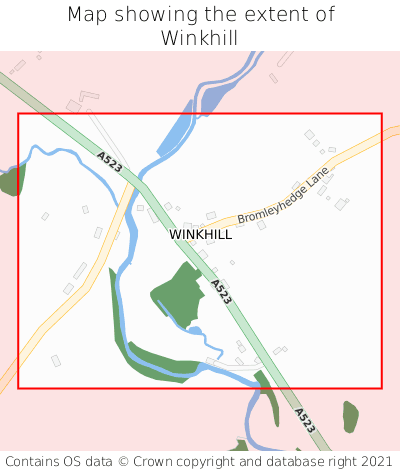 Map showing extent of Winkhill as bounding box
