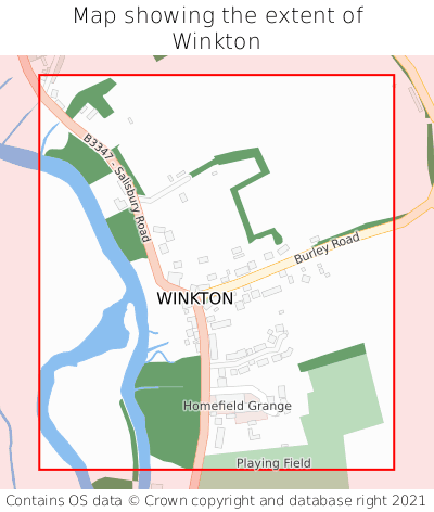 Map showing extent of Winkton as bounding box